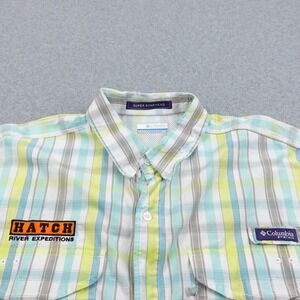Columbia PFG Bonehead Fishing Shirt Mens L Plaid Short Sleeve Vented Button‎ Up